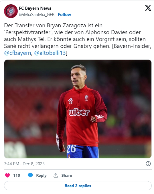 解密：拜仁慕尼黑是如何从格拉纳达签下布莱恩·萨拉戈萨