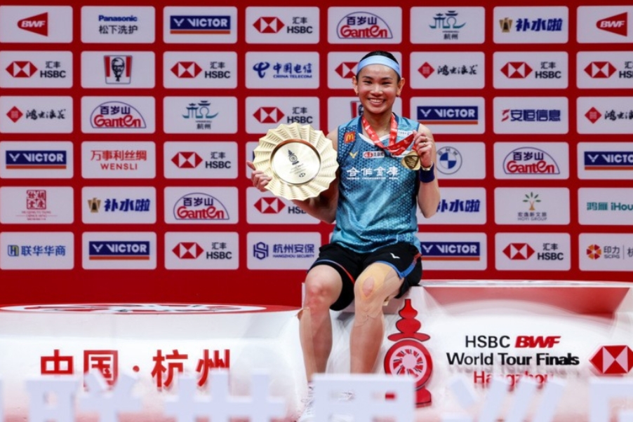 台湾羽毛球名将戴资颖夺冠2023年世界羽联世界巡回赛总决赛