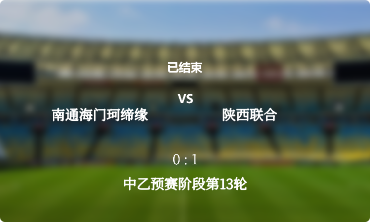 中乙预赛阶段第13轮: 南通海门珂缔缘 vs 陕西联合 战报