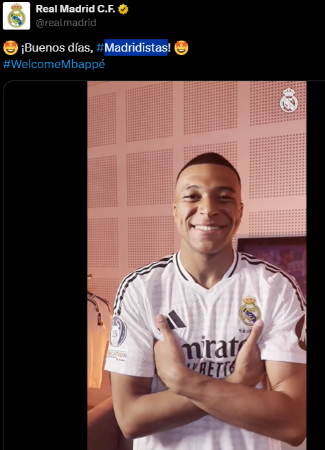 Vào ngày thứ hai sau khi trở thành cầu thủ của Real Madrid, video chính thức của Real Madrid về Mbappé chào đón Mellingers.