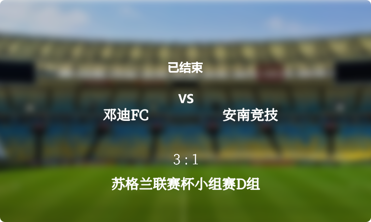 苏格兰联赛杯小组赛D组: 邓迪FC vs 安南竞技 战报