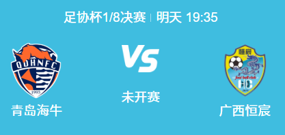 足协杯1/8决赛前瞻：青岛海牛 vs 广西恒宸